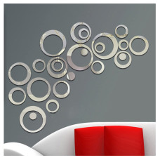 Aooyaoo Circle Mirror DIY Wall Sticker Wall Decoration 24pcs Grey